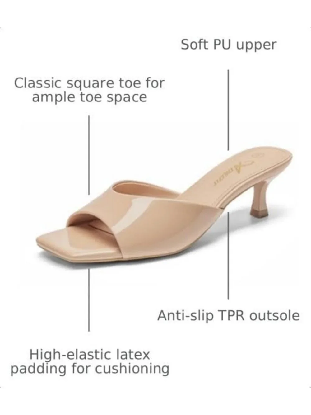 Chic Square Toe Kitten Heels for Women - Stylish Heeled Sandals for Office